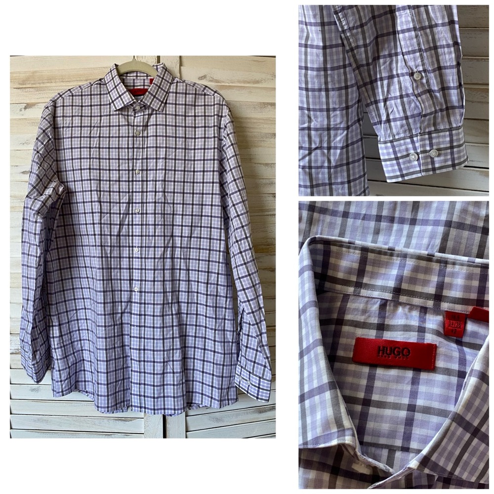 Hugo Hugo Boss Mans Checkered Long Sleeve Cotton Shirt